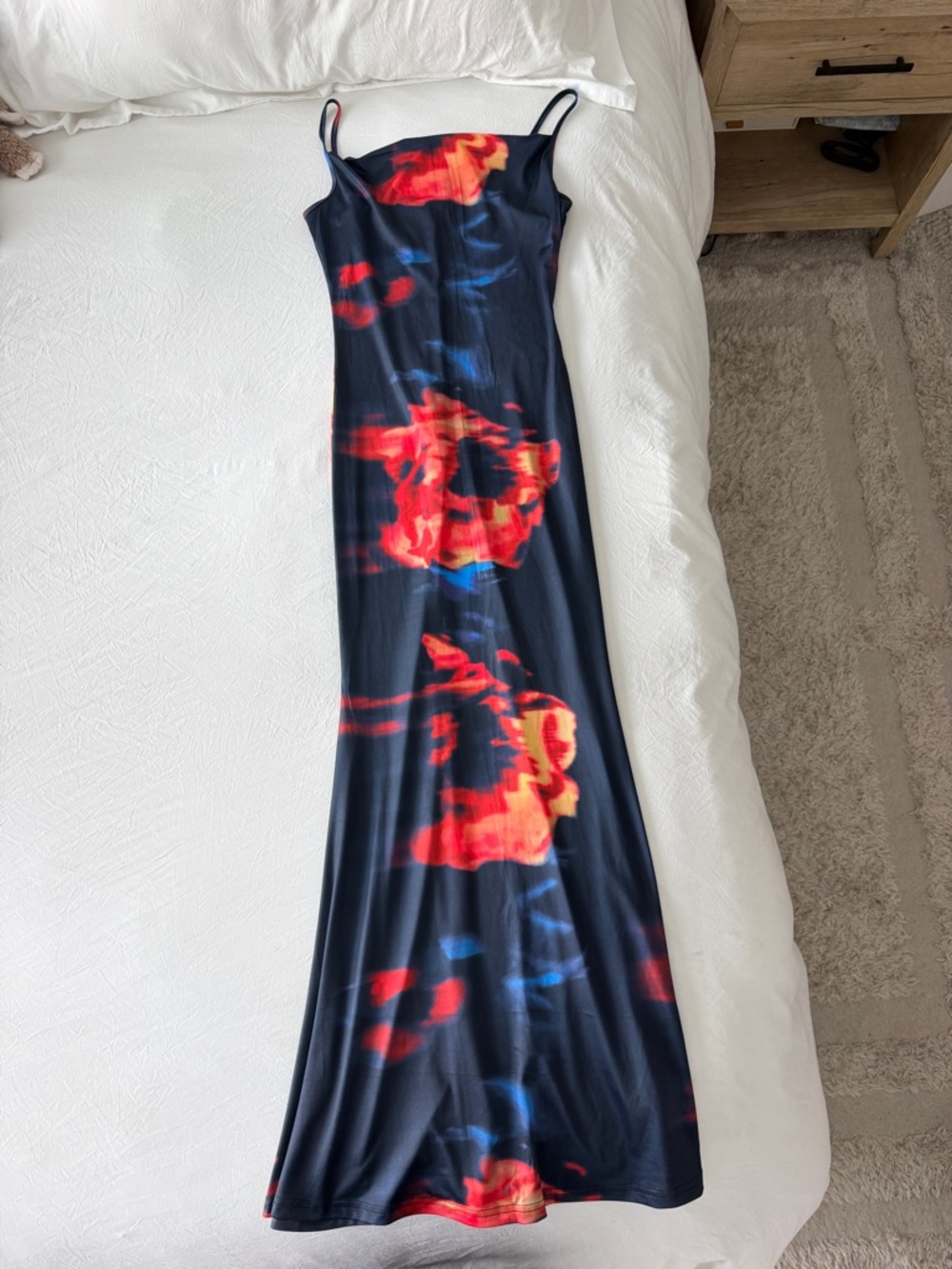Mica’s Printed Cowl Neck Maxi Dress
